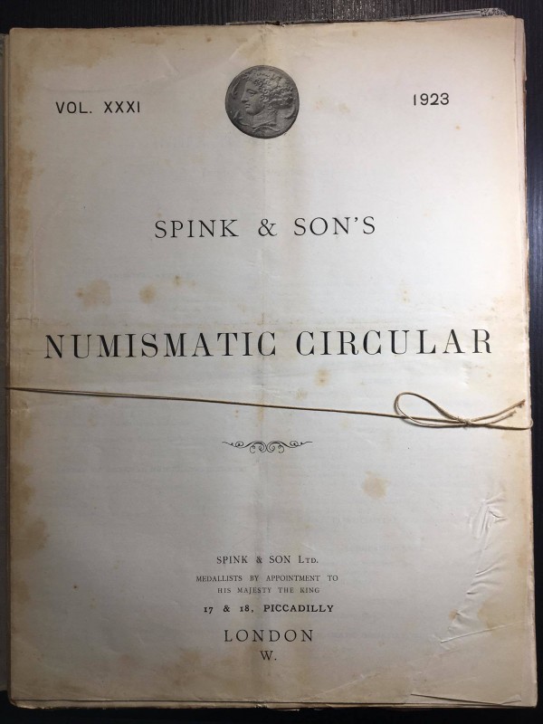 Spink Numismatic Circular. Vol. XXXI. 1923 – 12 fascicoli, annata completa. Buon...