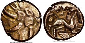 BRITAIN. Catuvellauni. Addedomaros (ca. 45-25 BC). AV stater (16mm, 5.52 gm). NGC Choice VF 4/5 - 4/5. Six-armed spiral of wreaths / Celticized horse ...