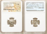 MACEDONIAN KINGDOM. Alexander III the Great (336-323 BC). AR drachm (17mm, 11h). NGC VF. Early posthumous issue of Colophon, ca. 323-319 BC. Head of H...