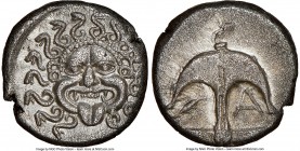THRACE. Apollonia Pontica. Ca. late 5th-4th centuries BC. AR drachm (14mm, 3.55 gm, 11h). NGC Choice AU 4/5 - 3/5. Ca. 425-350 BC. Head of gorgoneion ...