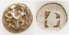 THRACIAN ISLANDS. Thasos. Ca. 500-450 BC. AR drachm (18mm, 8.51 gm). Choice Fine, scratches. Ca. 500-480 BC. Nude satyr advancing right, carrying off ...