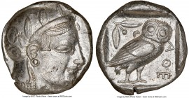 ATTICA. Athens. Ca. 465-455 BC. AR tetradrachm (24mm, 17.22 gm, 10h). NGC AU 5/5 - 3/5, light graffito. Head of Athena right, wearing crested Attic he...