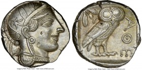 ATTICA. Athens. Ca. 440-404 BC. AR tetradrachm (24mm, 17.21 gm, 4h). NGC Choice AU 5/5 - 4/5. Mid-mass coinage issue. Head of Athena right, wearing cr...