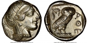 ATTICA. Athens. Ca. 440-404 BC. AR tetradrachm (23mm, 17.22 gm, 1h). NGC Choice AU 4/5 - 4/5, brushed. Mid-mass coinage issue. Head of Athena right, w...