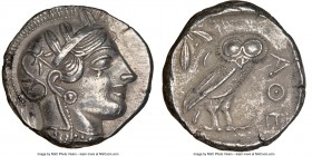 ATTICA. Athens. Ca. 440-404 BC. AR tetradrachm (25mm, 17.12 gm, 9h). NGC AU 5/5 - 3/5. Mid-mass coinage issue. Head of Athena right, wearing crested A...