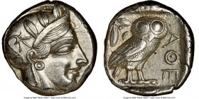 ATTICA. Athens. Ca. 440-404 BC. AR tetradrachm (23mm, 17.20 gm, 7h). NGC AU 4/5 - 4/5. Mid-mass coinage issue. Head of Athena right, wearing crested A...