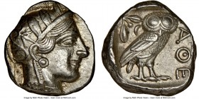 ATTICA. Athens. Ca. 440-404 BC. AR tetradrachm (22mm, 17.21 gm, 8h). NGC AU 4/5 - 4/5. Mid-mass coinage issue. Head of Athena right, wearing crested A...