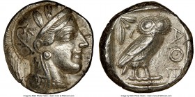 ATTICA. Athens. Ca. 440-404 BC. AR tetradrachm (23mm, 17.13 gm, 9h). NGC Choice XF 5/5 - 4/5. Mid-mass coinage issue. Head of Athena right, wearing cr...
