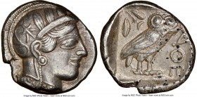 ATTICA. Athens. Ca. 440-404 BC. AR tetradrachm (25mm, 17.14 gm, 10h). NGC Choice XF 5/5 - 3/5. Mid-mass coinage issue. Head of Athena right, wearing c...