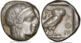 ATTICA. Athens. Ca. 440-404 BC. AR tetradrachm (23mm, 17.14 gm, 7h). NGC Choice XF 4/5 - 4/5. Mid-mass coinage issue. Head of Athena right, wearing cr...