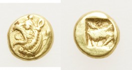IONIA. Phocaea. Ca. 625-522 BC. EL 1/24 stater or myshemihecte (7mm, 0.61 gm). Choice VF. Head of griffin left; small seal upward behind / Incuse squa...