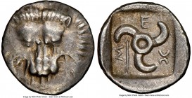 LYCIAN DYNASTS. Mithrapata (ca. 390-360 BC). AR sixth-stater (12mm, 11h). NGC Choice XF. Uncertain mint. Lion scalp facing / M-E-Θ, arrow below M, tri...