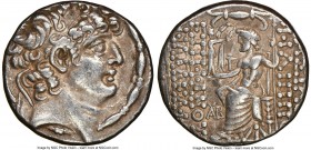 SELEUCID KINGDOM. Philip I Philadelphus (ca. 95/4-76/5 BC). Aulus Gabinius, as Proconsul (57-55 BC). AR tetradrachm (25mm, 11h). NGC XF. Posthumous is...