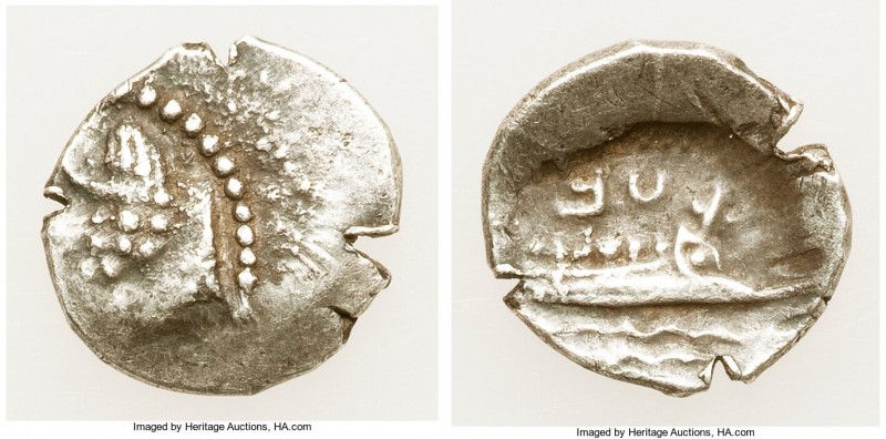 PHOENICIA. Aradus. Ca. 380-350 BC. AR obol (11mm, 0.66 gm, 3h). XF. Archaic styl...