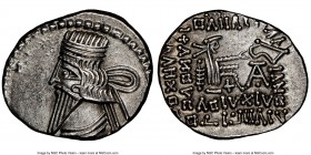 PARTHIAN KINGDOM. Pacorus I (ca. AD 78-120). AR drachm (19mm, 12h). NGC AU, brushed. Ecbatana. Bust of Pacorus left with long pointed beard, wearing d...