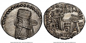 PARTHIAN KINGDOM. Pacorus I (ca. AD 78-120). AR drachm (21mm, 12h). NGC AU, brushed. Ecbatana. Bust of Pacorus left with long pointed beard, wearing d...