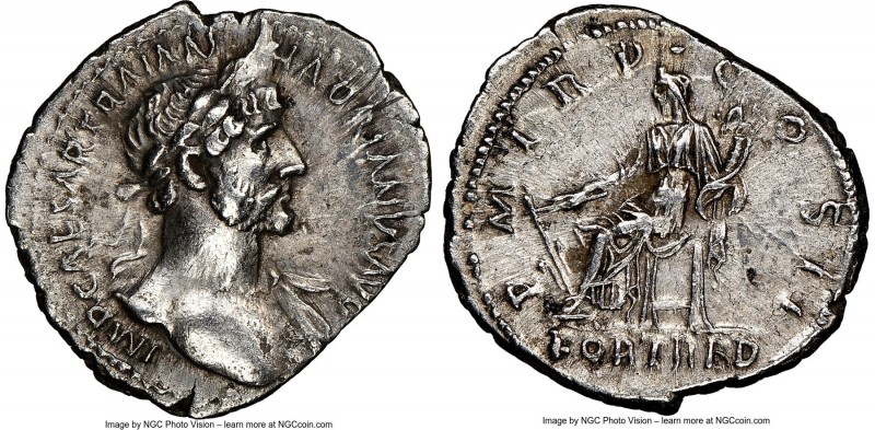 Hadrian (AD 117-138). AR denarius (20mm, 7h). NGC XF. Rome, AD 118. IMP CAESAR T...