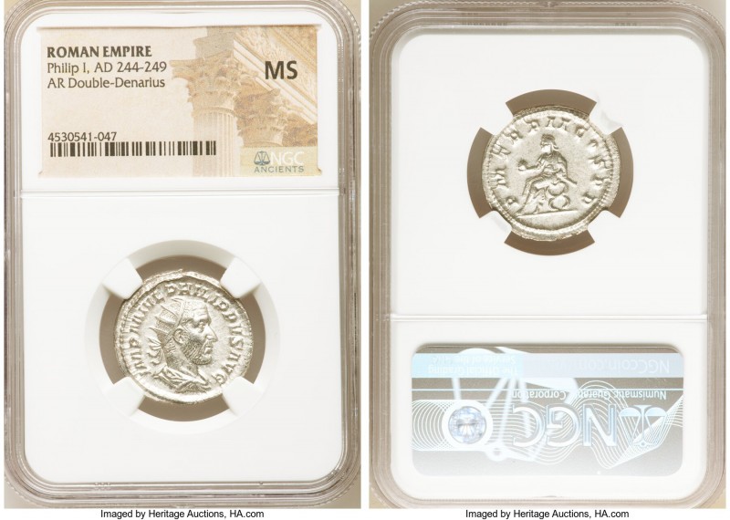 Philip I (AD 244-249). AR antoninianus (23mm, 5h). NGC MS . Rome, AD 246. IMP M ...