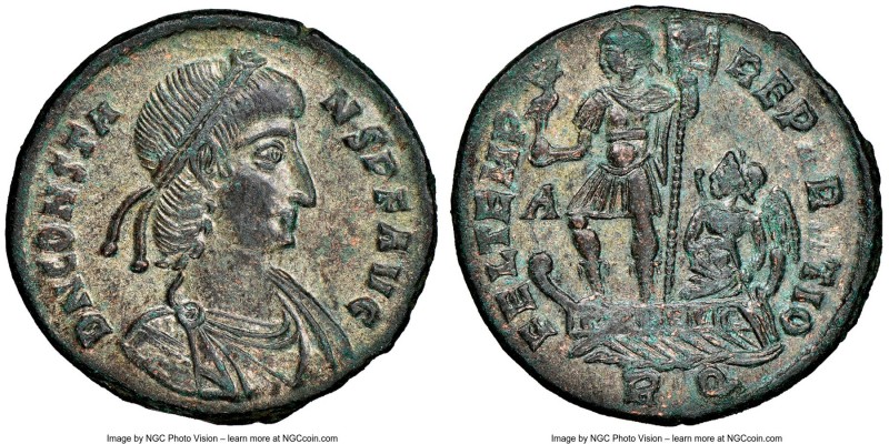 Constans (AD 337-350). BI centenionalis (22mm, 5h). NGC Choice XF, Silvering. Ro...