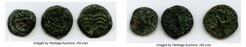 ANCIENT LOTS. Judaea. Ca. 103 BC-AD 36. Lot of three (3) AE prutahs. Fine. Inclu...