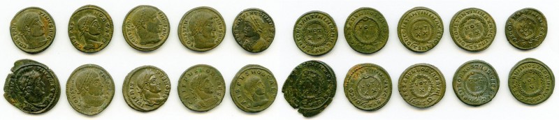 ANCIENT LOTS. Roman Imperial. AD 4th century. Lot of ten (10) AE3 or BI nummi. C...