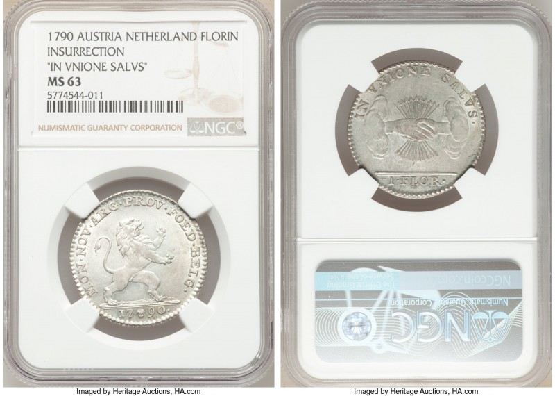 Insurrection Florin 1790-(b) MS63 NGC, Brussels mint, KM48. Mintage: 62,000. IN ...