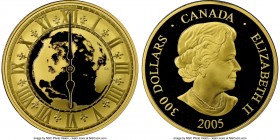Elizabeth II gold Proof "Central Time 6:00" 300 Dollars 2005 PR69 Ultra Cameo NGC, Royal Canadian mint, KM570.3. Mintage: 200. Standard Time - Central...