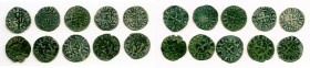 10-Piece Lot of Uncertified Assorted Deniers ND (12th-13th Century) VF, Includes (6) Besançon, (3) Philip IV and (1) Louis IX. Average size 18.8mm. Av...
