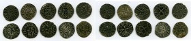 10-Piece Lot of Uncertified Assorted Deniers ND (12th-13th Century) VF, Includes (5) Besançon, (3) Philip IV and (2) Louis IX. Average size 19.3mm. Av...
