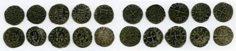 10-Piece Lot of Uncertified Assorted Deniers ND (12th-13th Century) VF, Includes...