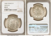 Republic 5 Francs 1848-A MS64 NGC, Paris mint, KM756.1, Hercules group two year type. Bold strike and visually appealing with light dusting of gold to...