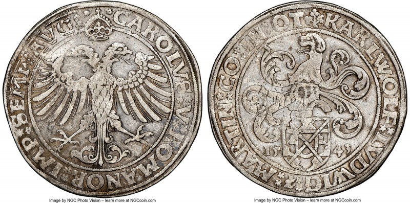 Öttingen. Karl Wolfgang, Ludwig XV & Martin Taler 1543 AU Details (Cleaned) NGC,...