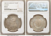 Saxony. Friedrich August I Taler 1823-IGS MS62 NGC, Dresden mint, KM1091. Lilac and peach toning over semi-prooflike fields, reverse adjustments. 

...