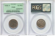 Wilhelm II Pair of Certified Assorted Multiple Pfennigs PR65 PCGS, 1) 10 Pfennig 1906-A, KM12 2) 5 Pfennig 1913-A, KM11 Berlin mint. Sold as is, no re...