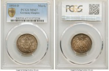Wilhelm II Mark 1914-D MS67 PCGS, Munich mint, KM14. Colorful even toning both sides. 

HID09801242017

© 2020 Heritage Auctions | All Rights Rese...