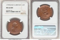 George III 1/2 Penny 1799-SOHO MS64 Brown NGC, Soho mint, KM647. Chestnut brown with traces of red at edge and in recesses. 

HID09801242017

© 20...
