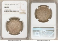 George IV 1/2 Crown 1821 MS63 NGC, KM676. Fields exhibiting mirror surfaces draped in peach and lavender-gray toning. 

HID09801242017

© 2020 Her...