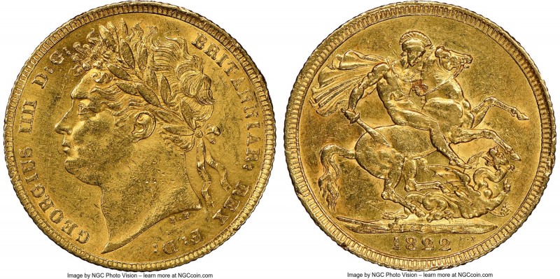 George IV gold Sovereign 1822 AU Details (Cleaned) NGC, KM682, S-3800. 

HID09...