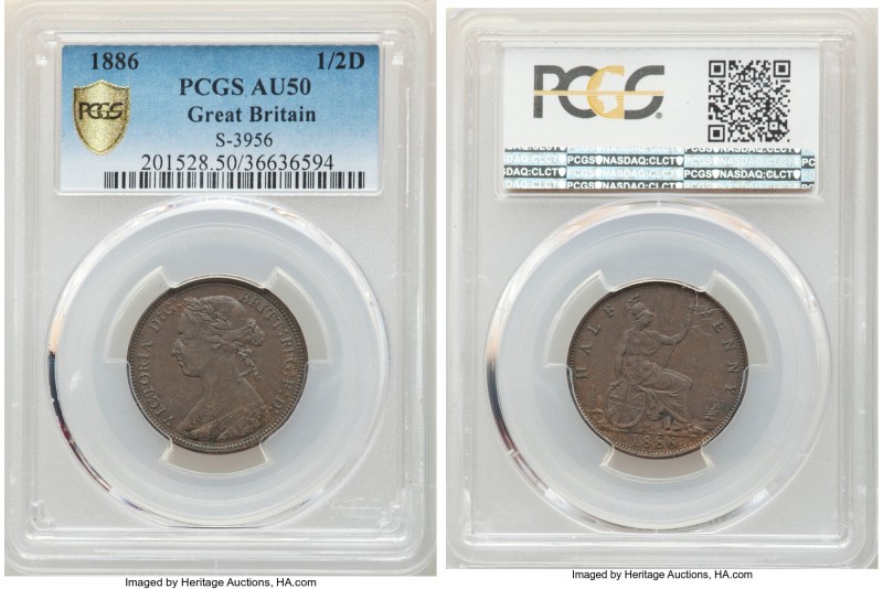 Victoria 1/2 Penny 1886 AU50 Brown PCGS, KM754, S-3956.

HID09801242017

© 2...