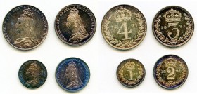 Victoria 4-Piece Uncertified Prooflike Maundy Set 1891 AU, KM-MDS147. Includes Penny through 4 Pence KM770-KM773. Sold as is, no returns.

HID098012...