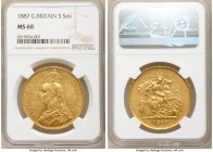 Victoria gold 5 Pounds 1887 MS60 NGC, KM769, S-3864. One year type. AGW 01.1775 oz. 

HID09801242017

© 2020 Heritage Auctions | All Rights Reserv...
