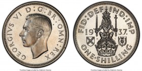 George VI Proof Shilling 1937 PR66+ PCGS, KM854, S-4083. Scottish reverse type. Superior surfaces with only a tinge of taupe toning. 

HID0980124201...
