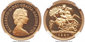 Elizabeth II 4-Piece Certified gold Sovereign Proof Set 1980 NGC, 1) 1/2 Sovereign - PR69 Ultra Cameo, KM922 2) Sovereign - PR68 Ultra Cameo, KM919 3)...