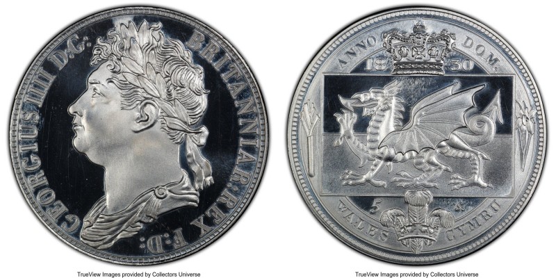 George IV tin INA Retro Fantasy Issue "Wales" Crown 1830-Dated MS67 PCGS, KM-X U...