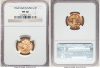 Confederation gold 10 Francs 1922-B MS68 NGC, Bern mint, KM36. Frosted devices and lustrous fields. AGW 0.0933 oz. 

HID09801242017

© 2020 Herita...