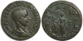 Romische Munzen, MUNZEN DER ROMISCHEN KAISERZEIT. Gordian III., Sesterz 238 - 244 n. Chr., 21.63g. Ric.:254a, C.:88. Sehr schon, Dunkelgrune Patina