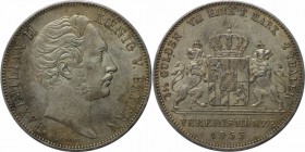 Altdeutsche Munzen und Medaillen, BAYERN / BAVARIA.Maximilian II (1848-1864). Doppelthaler 1855 (KM837, AKS146, Kahnt119) - Vs: Kopf n.r. / Rs: Gekron...