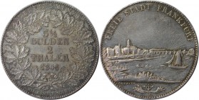 Altdeutsche Munzen und Medaillen, FRANKFURT. Freie Stadt Frankfurt. Vereinsdoppeltaler 1841, Stadtansicht. AKS 3. Silber. Vorzuglich