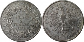 Altdeutsche Munzen und Medaillen, FRANKFURT. Freie Stadt Frankfurt. Vereinsdoppeltaler 1842, AKS 2. Silber. Vorzuglich
