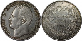 Altdeutsche Munzen und Medaillen, HESSEN. Ludwig II (1830-1848). Vereinsdoppeltaler 1840, Silber. AKS 99. Vorzuglich